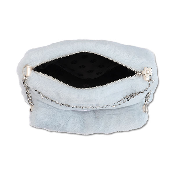 Wチェーンファー 2WAYショルダー(ブルー)