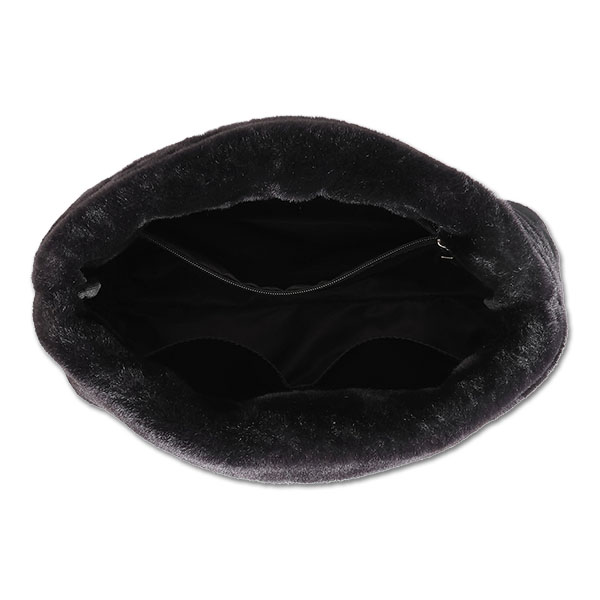 デイジーキルトファー ミニトート(ブラック)