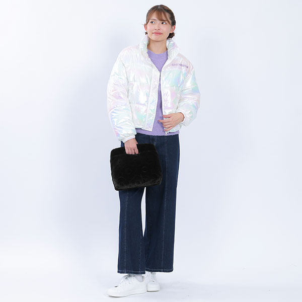 デイジーキルトファー ミニトート(ブラック)