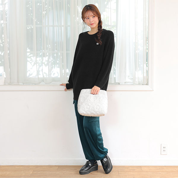 デイジーキルトファー ミニトート(ホワイト)