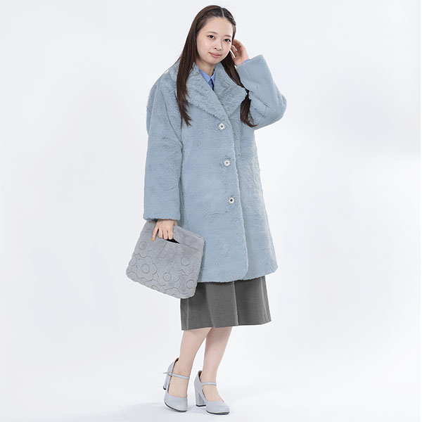 デイジーキルトファー ミニトート(ブルー)