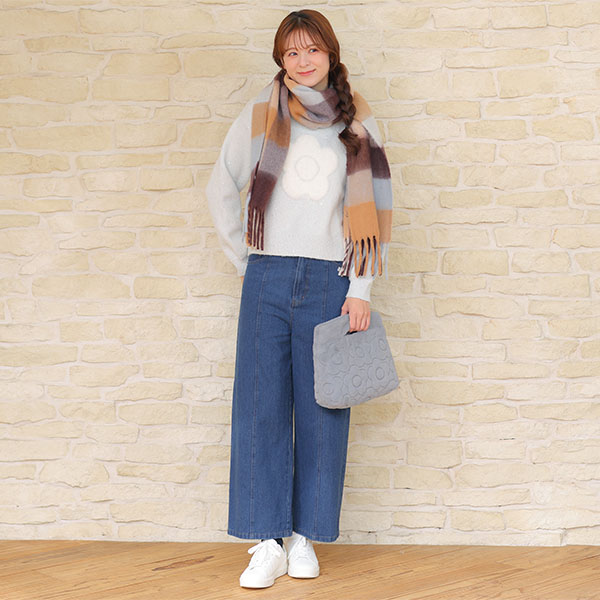 デイジーキルトファー ミニトート(ブルー)