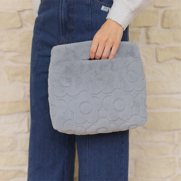 デイジーキルトファー ミニトート(ブルー)