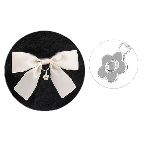 ファーリボン ラウンドポーチL(ブラック)