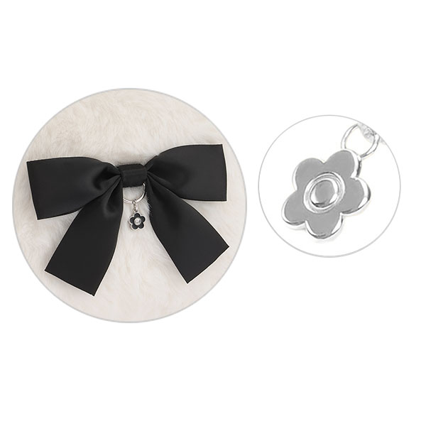 ファーリボン ラウンドポーチL(ホワイト)