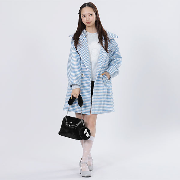 ファーリボン サークルポーチミニ(ブラック)