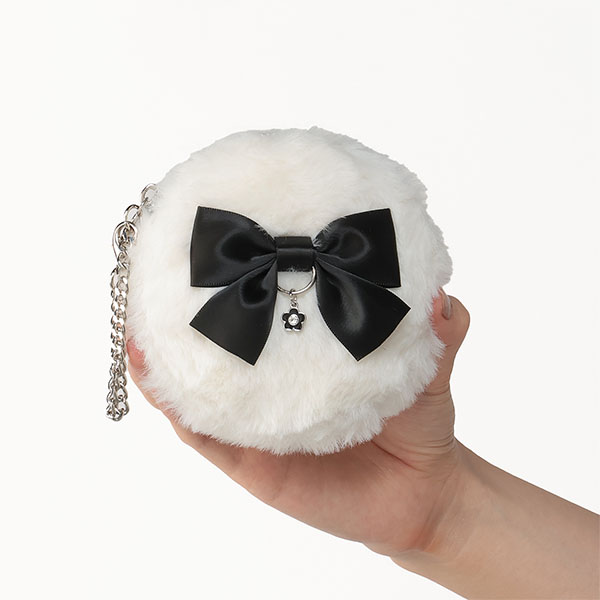 ファーリボン サークルポーチミニ(ホワイト)