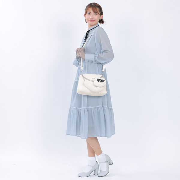 ファーリボン サークルポーチミニ(ホワイト)