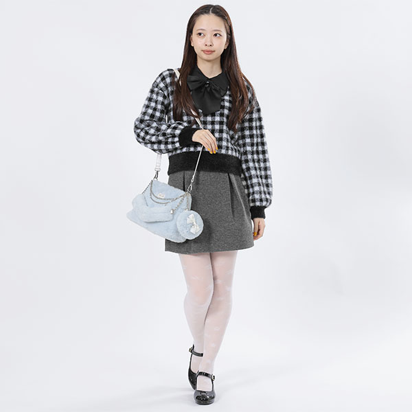 ファーリボン サークルポーチミニ(ブルー)