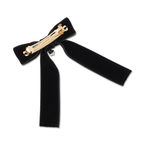 ベロアリボン バレッタ（ブラック）