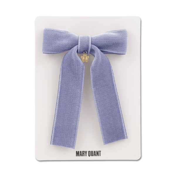 ベロアリボン バレッタ（ブルーグレー）