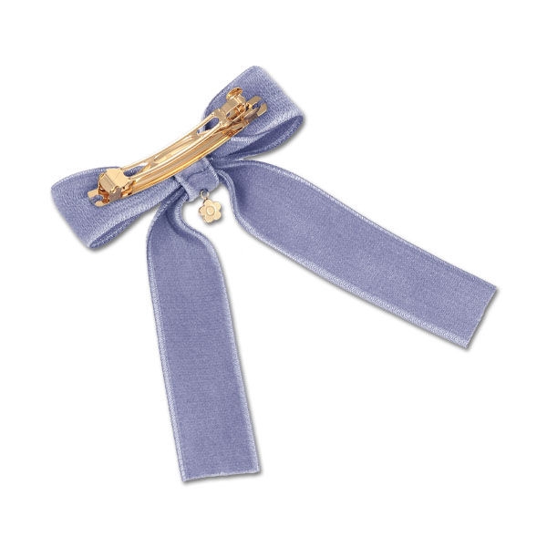 ベロアリボン バレッタ（ブルーグレー）