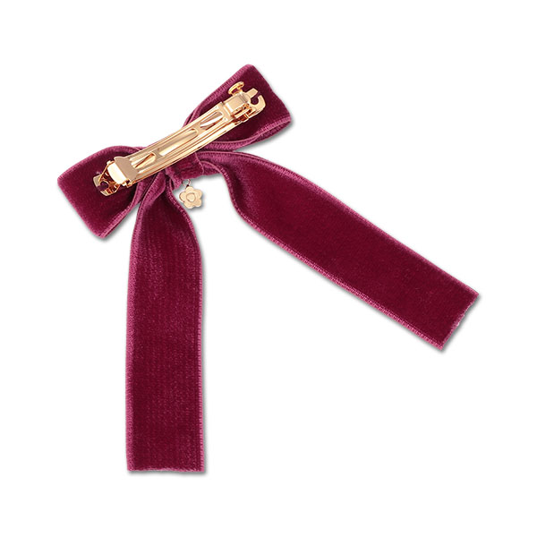 ベロアリボン バレッタ(ボルドー)