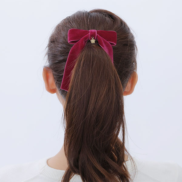 ベロアリボン バレッタ(ボルドー)