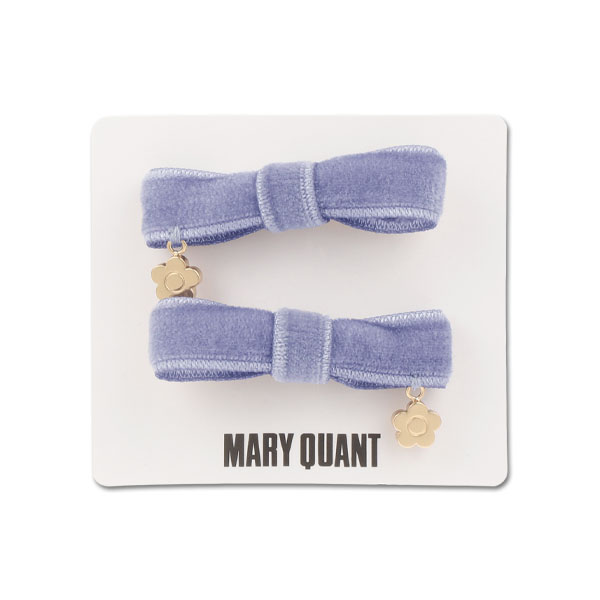 ベロアリボン ワニクリップセット（ブルーグレー）