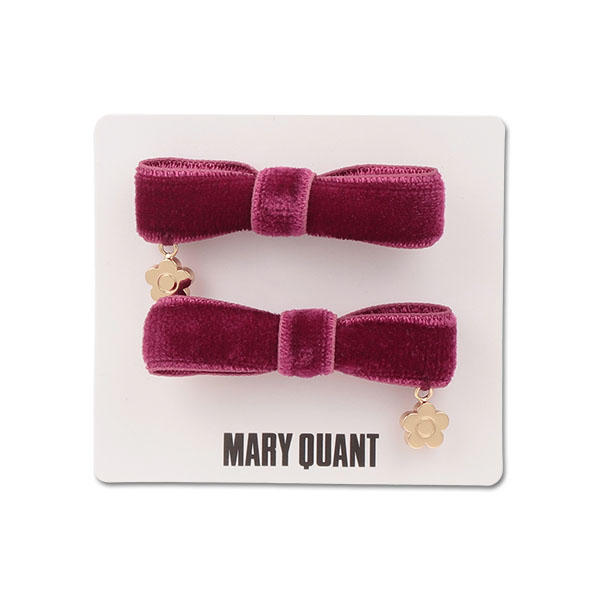 ベロアリボン ワニクリップセット（ボルドー）