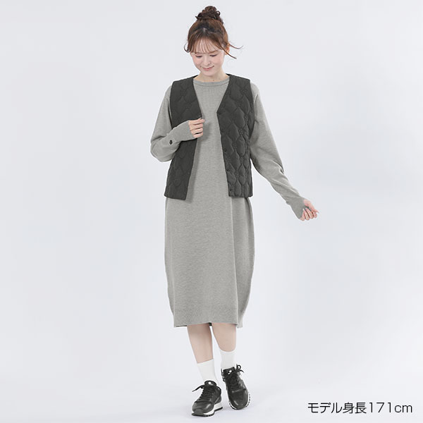ウォームニット ワンピース(グレー)