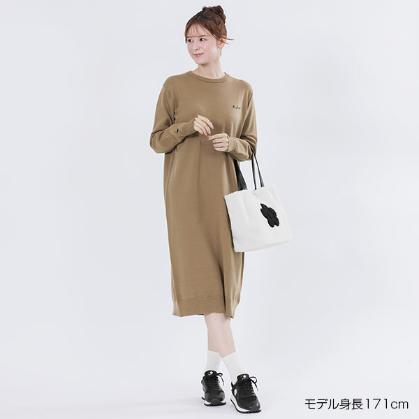 ウォームニット ワンピース(ブラウン)