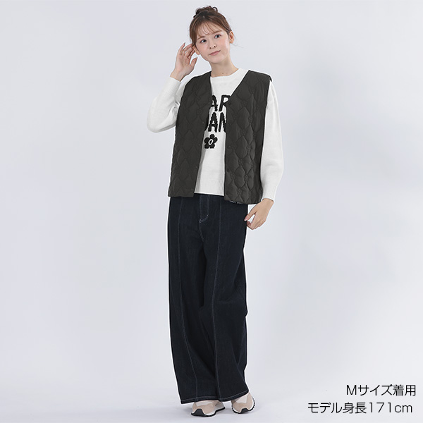 デイジーキルトポケッタブル ベスト(ブラック)