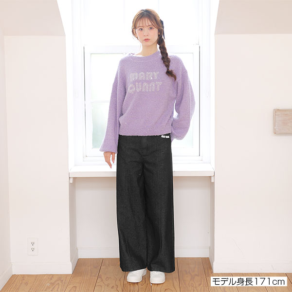 ペイントデイジーデニム パンツ(ブラック)