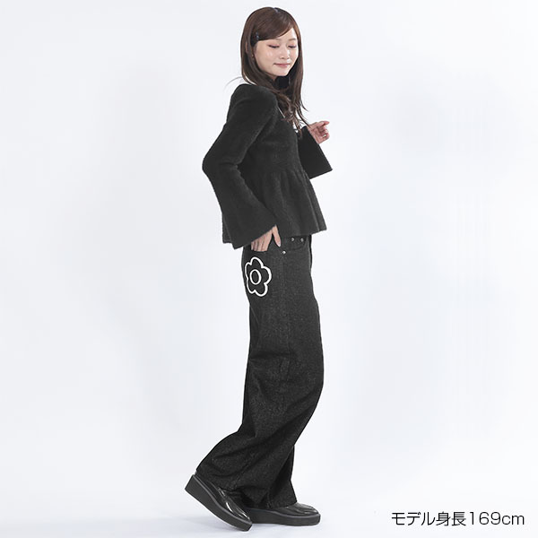 ペイントデイジーデニム パンツ(ブラック)