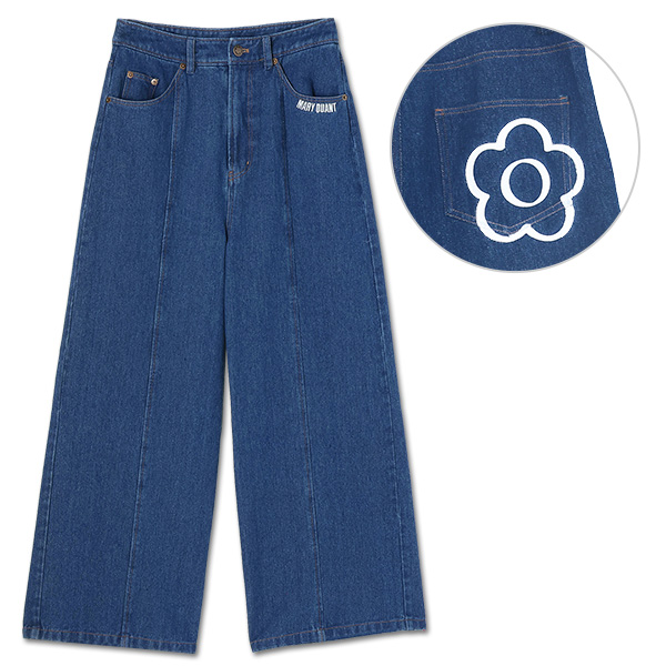 ペイントデイジーデニム パンツ（ブルー）