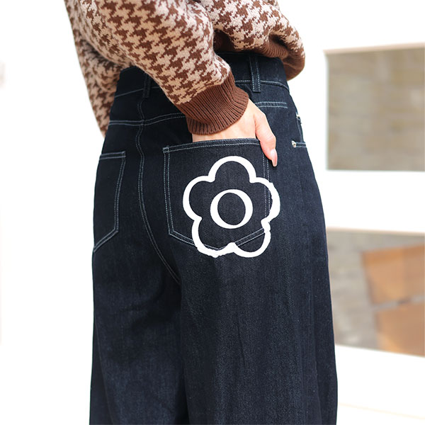 ペイントデイジーデニム パンツ(ネイビー)
