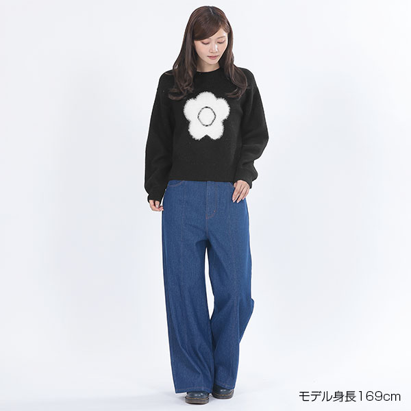 ファーデイジーラメニット プルオーバー(ブラック)