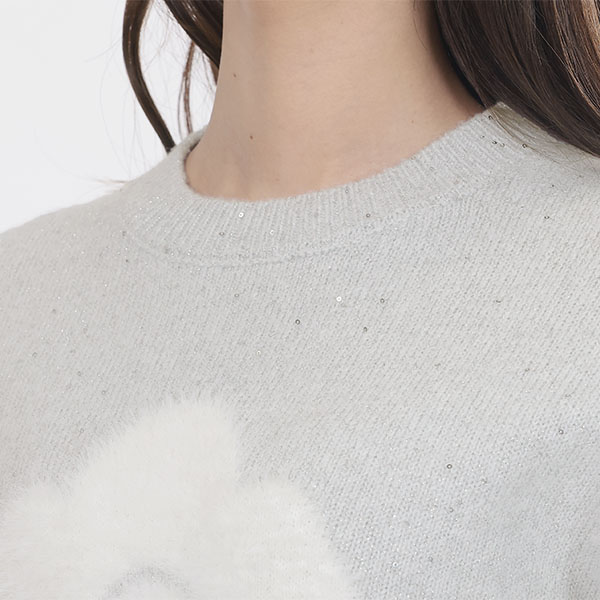 ファーデイジーラメニット プルオーバー(グレー)