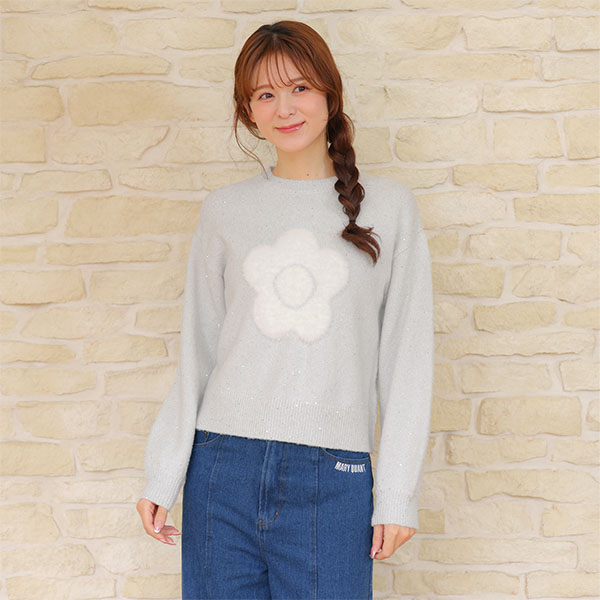 ファーデイジーラメニット プルオーバー(グレー)
