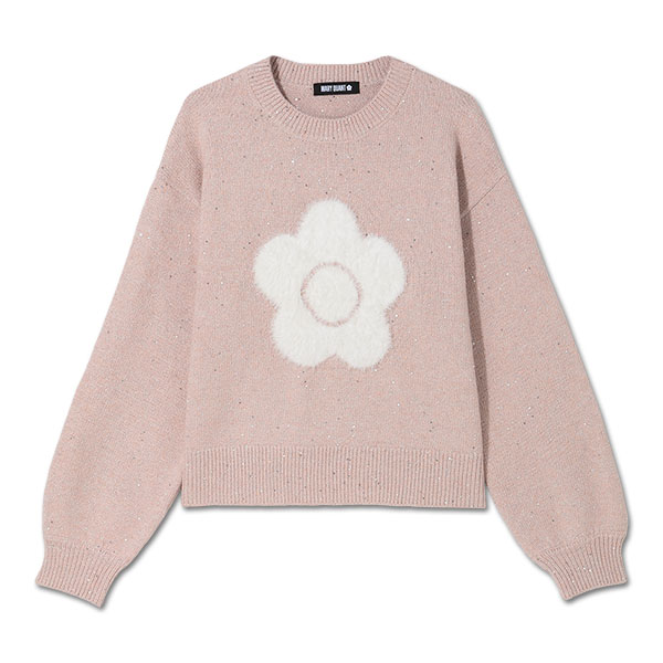 ファーデイジーラメニット プルオーバー（ピンク）