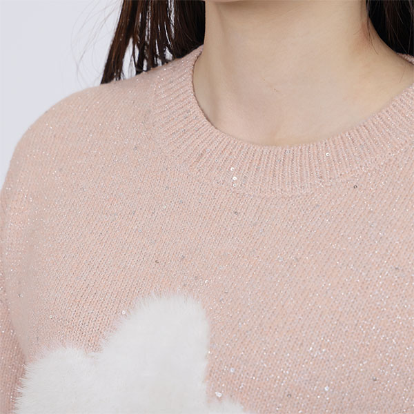 ファーデイジーラメニット プルオーバー(ピンク)