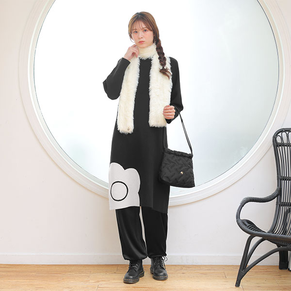 バイアスロゴ刺繍 ミニトート(ブラック)