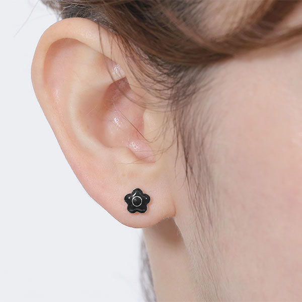 ハートセット ピアス(ブラック)
