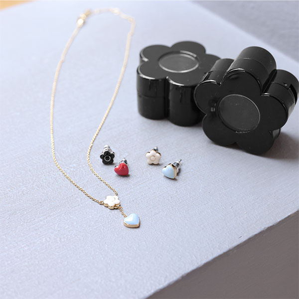 ハートセット ピアス(ブラック)