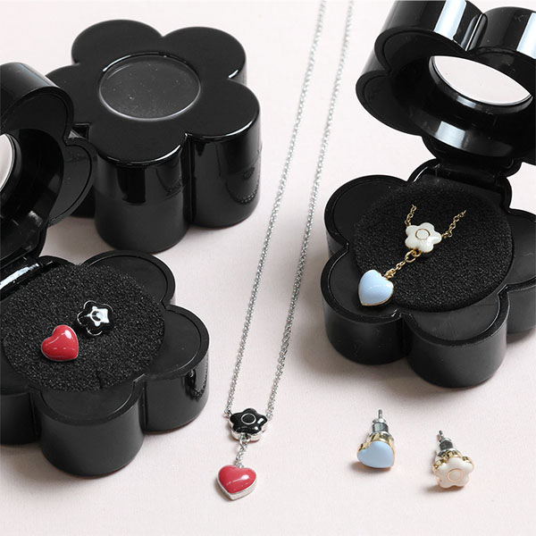 ハートセット ネックレス(ブラック)