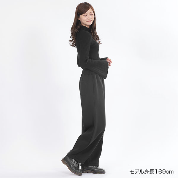 エンボス刺繍 パンツ(ブラック)