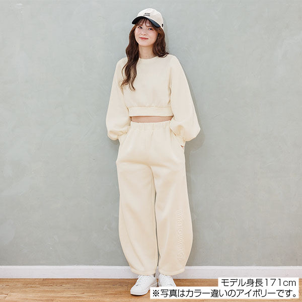 エンボス刺繍 パンツ(ブラック)