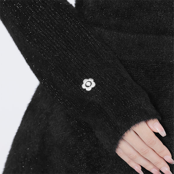 オフショルリボンニット ワンピース(ブラック)