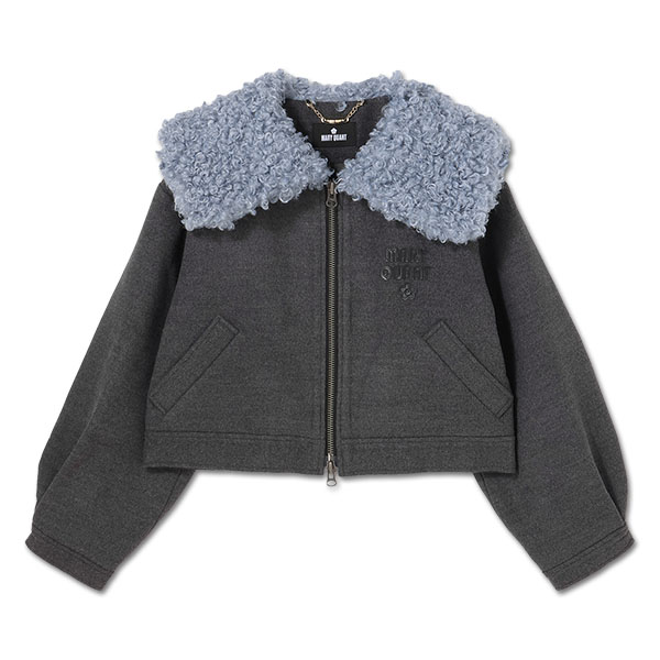 襟ファークロップド ブルゾン（グレー）