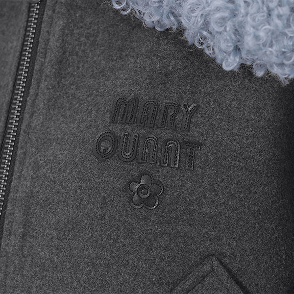 襟ファークロップド ブルゾン(グレー)