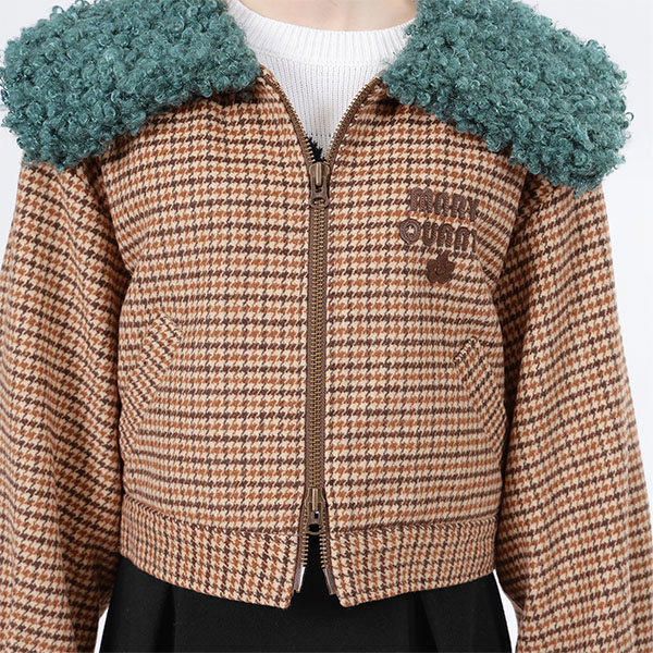 襟ファークロップド ブルゾン(グリーン)