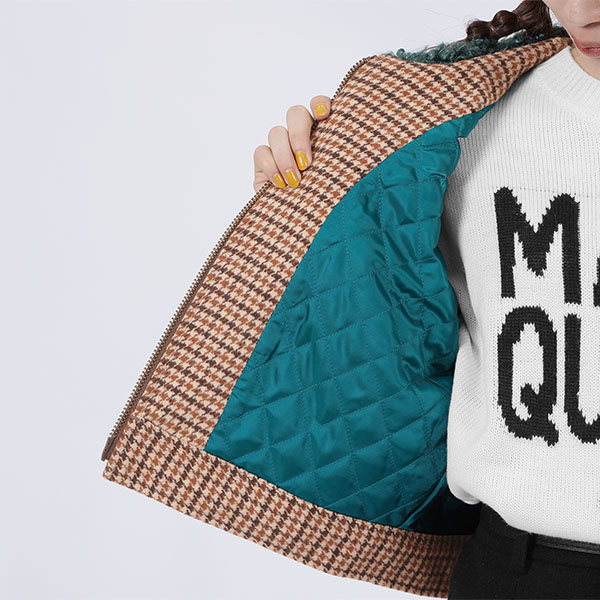 襟ファークロップド ブルゾン(グリーン)