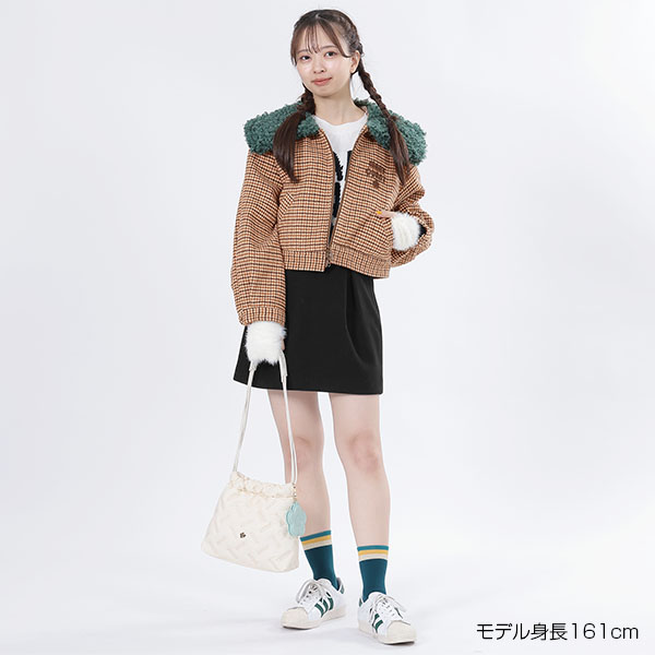 襟ファークロップド ブルゾン(グリーン)