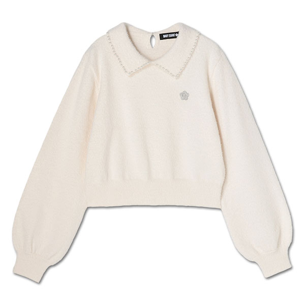 パールシャギーニット プルオーバー（ホワイト）