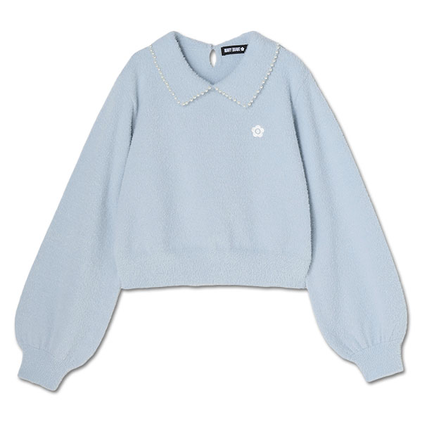 パールシャギーニット プルオーバー（ブルー）