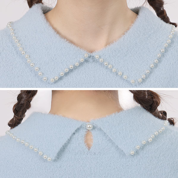 パールシャギーニット プルオーバー(ブルー)