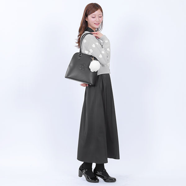 ラウンドシェイプ トート(ブラック)