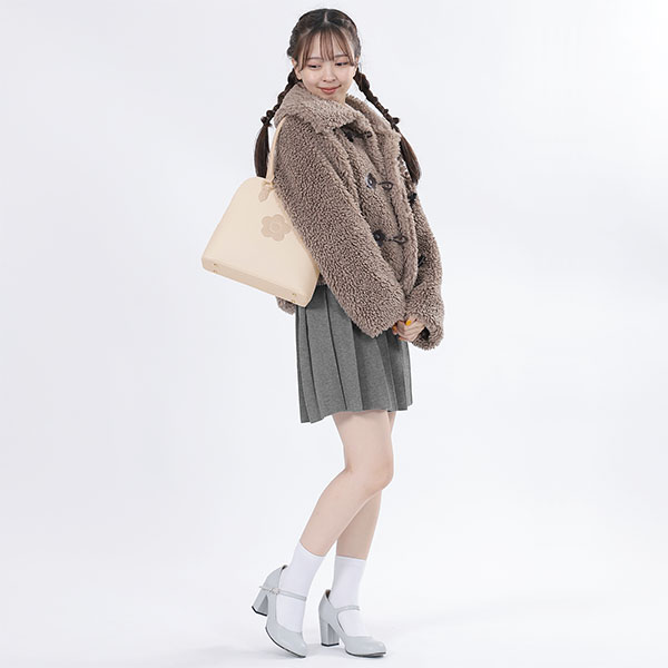 ラウンドシェイプ トート(ライトベージュ)