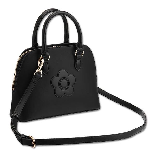 ラウンドシェイプ 2WAYミニトート（ブラック）